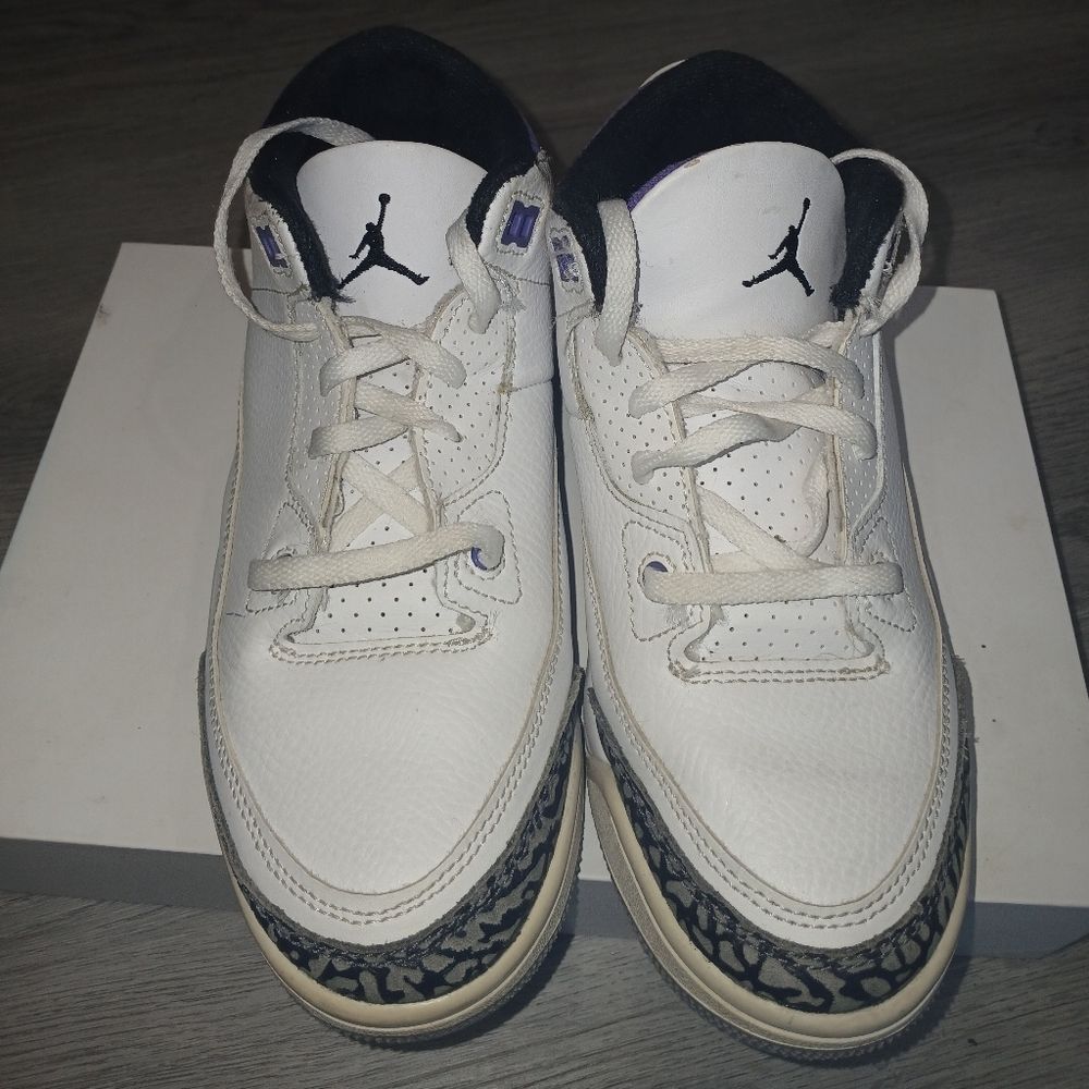 Nike JORDAN 3 Retro Dark Iris PS Sneakers DM0966-105 White 3Y Big Boys Girls